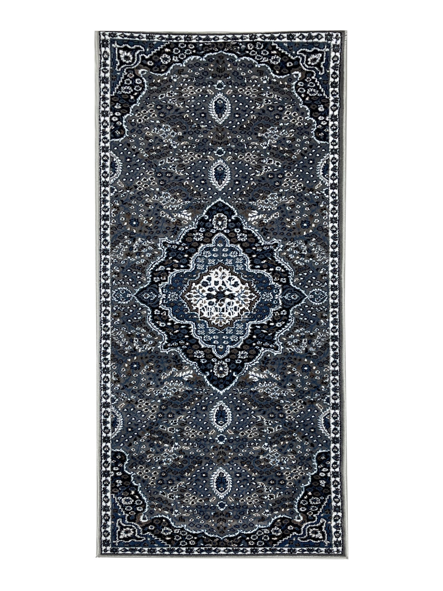 Grey Persian Polypropylene Woven Rug.  Size : 2.6 ft width x 6.6 ft length  (80 cm x 200cm)