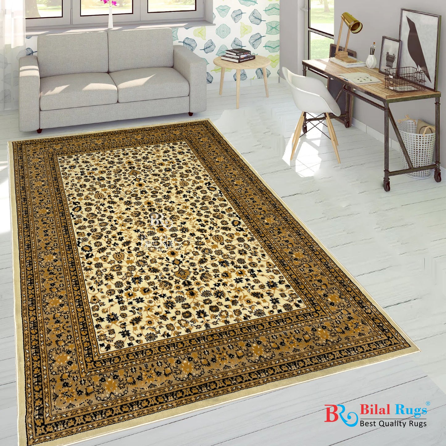 Persian polypropylene Rug,back woven(Article-140-Off white)