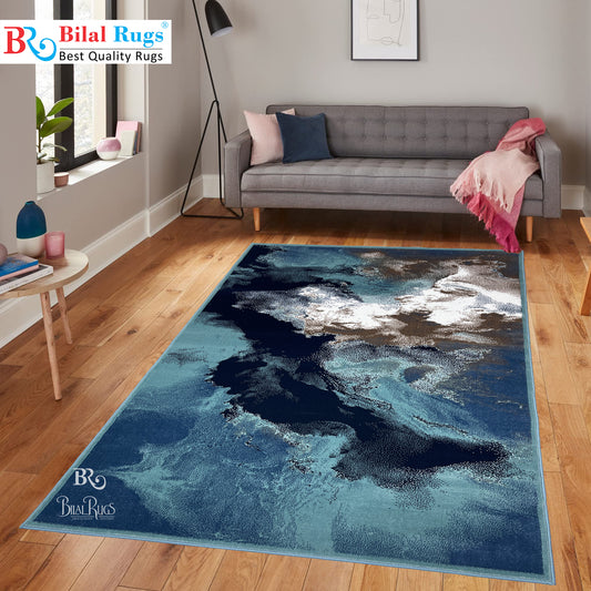 Modern Polypropylene Rug,back woven(Article-1654-Feroze) Size : 5ft width  x 7.3ft length (150cm x 220cm)