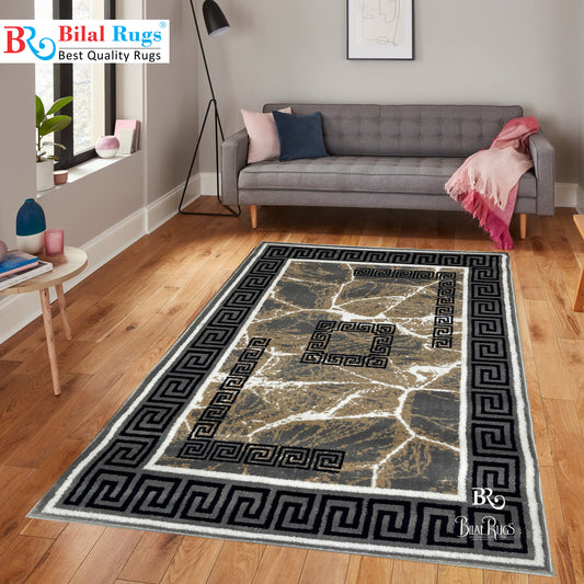Modern Polypropylene Rug,Woven Back (Article-72-Grey) Size : 3 ft width x 5 ft length (100cm x 150 cm)