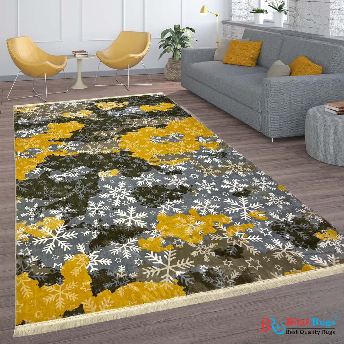 Irani Vintage Woven Rug
Article-2016- Yellow , Green 
Size: 6.6 ft width x 9.6 ft length (200cm x 290cm)