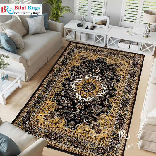 Persian Polypropylene Rug,back woven(Article-55-Black)
Size : 5ft width  x 7.3ft length (150cm x 220cm)