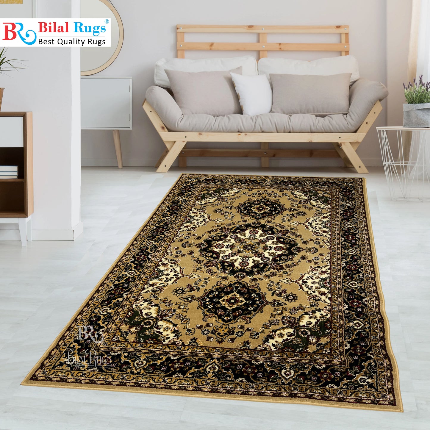 Persian Polypropylene Rug,back woven(Article-28-Beige)
Size : 5ft width  x 7.3ft length (150cm x 220cm)