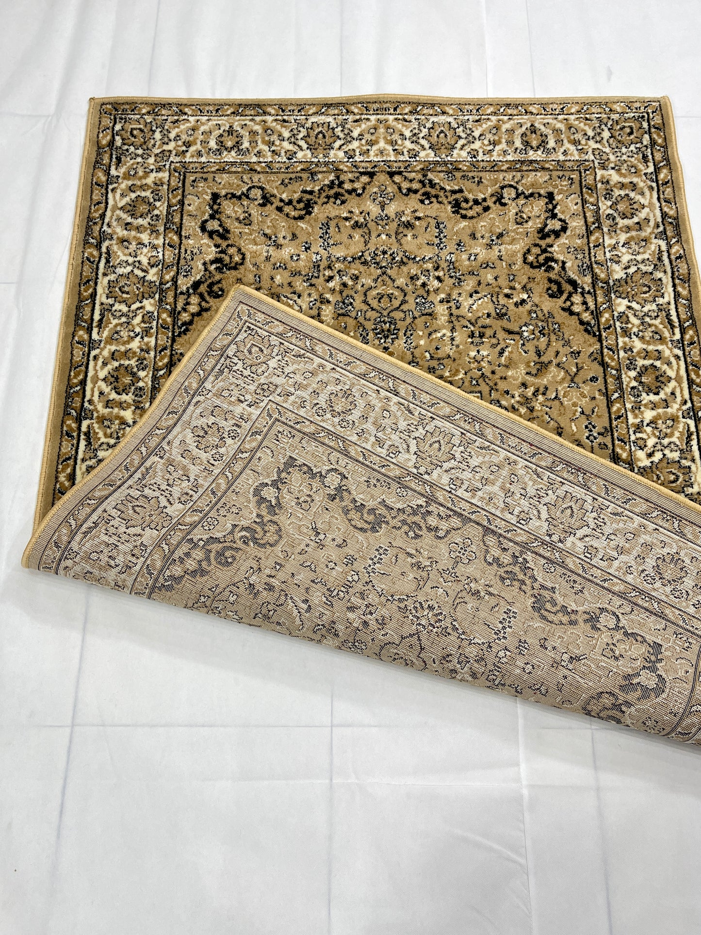 Persian polypropylene Rug,back woven (Article-20-Beige) Size : 4 ft width x 5.6 ft length (120 cm x 170 cm)