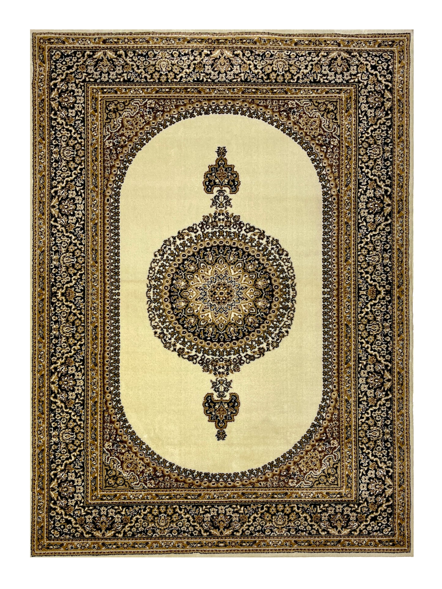 Persian polypropylene Rug,back woven(Article-22-Off white)
Size : 5ft width  x 7.3ft length (150cm x 220cm)