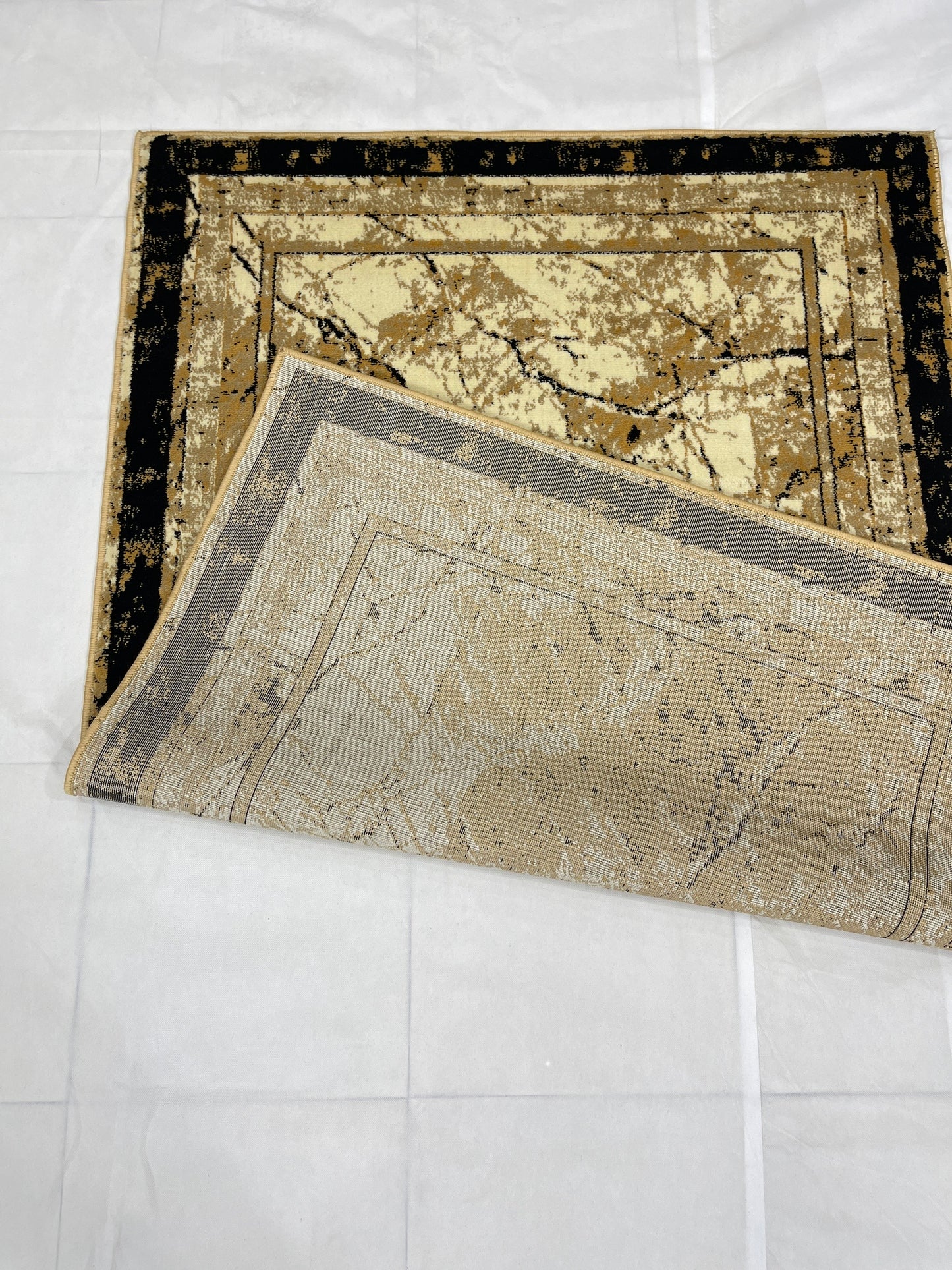 Modern polypropylene Rug,back woven (Article-568-Beige) Size : 4 ft width x 5.6 ft length (120 cm x 170 cm)