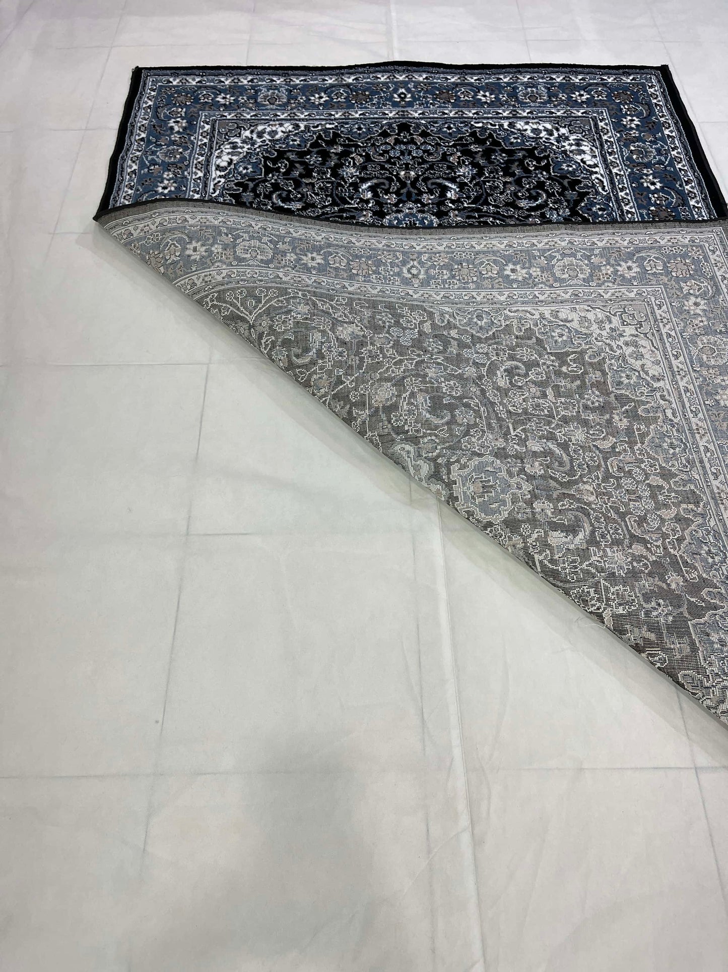 Persian Polypropylene Rug,back woven(Article-25-Black, Blue )
Size : 5ft width  x 7.3ft length (150cm x 220cm)