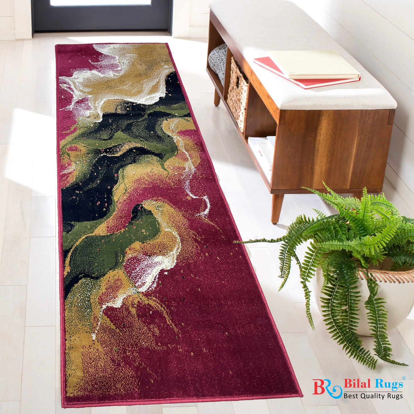 Red modern Polypropylene Woven Runner.
Size : 2.6 ft width x 6.6 ft length
(80 cm x 200 cm)