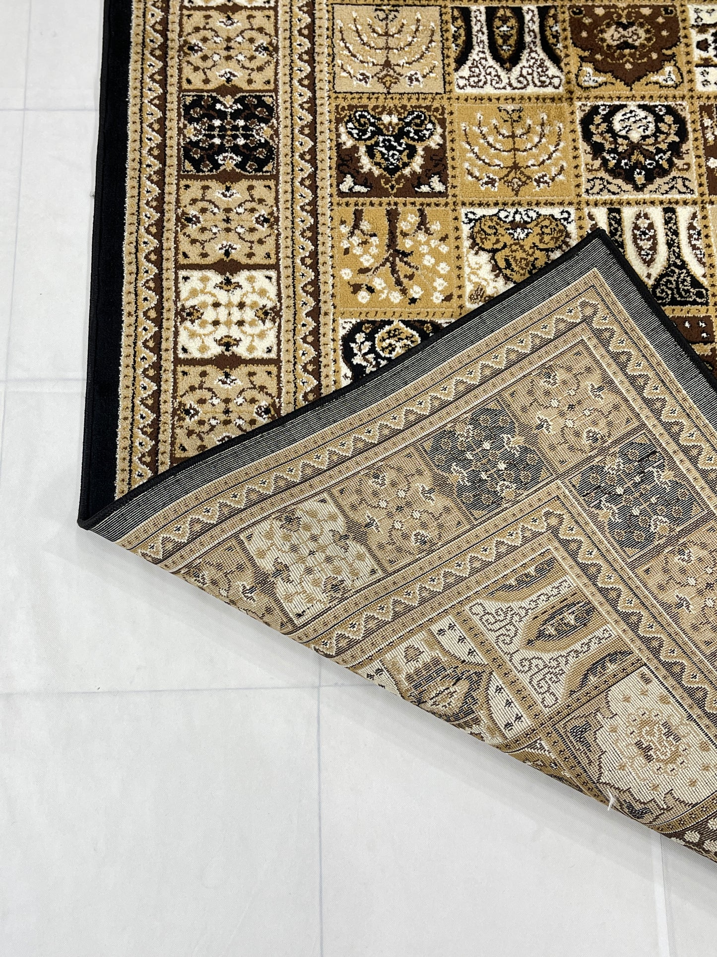 Persian polypropylene Rug,back woven(Article-88-Black )