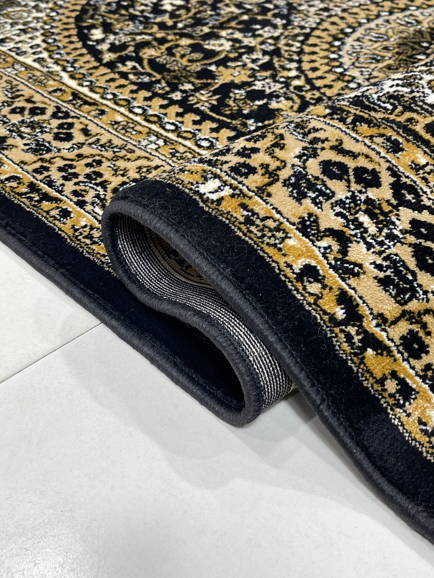 Persian polypropylene Rug,back woven(Article-22-Black)