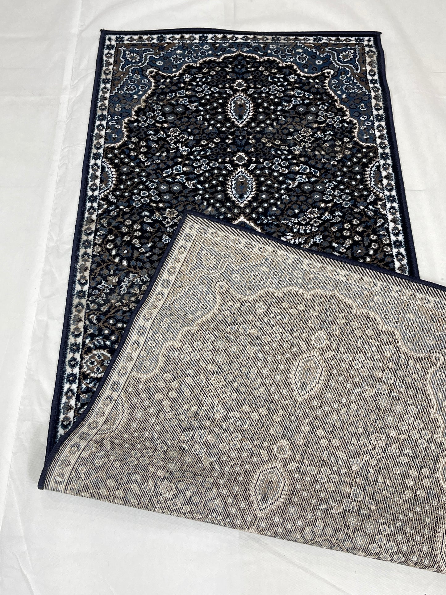 Dark Blue Persian Polypropylene Woven Rug.  Size : 2.6 ft width x 6.6 ft length  (80 cm x 200cm)