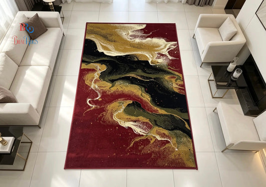 Modern polypropylene Rug,back woven
(Article-567-Red)
