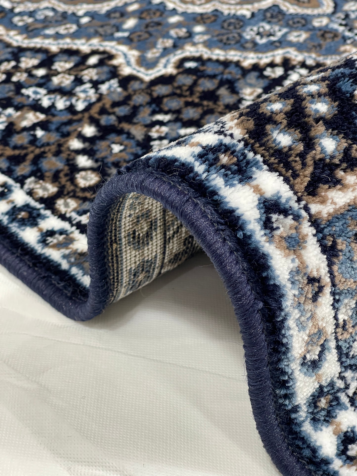 Dark Blue Persian Polypropylene Woven Rug.  Size : 2.6 ft width x 6.6 ft length  (80 cm x 200cm)