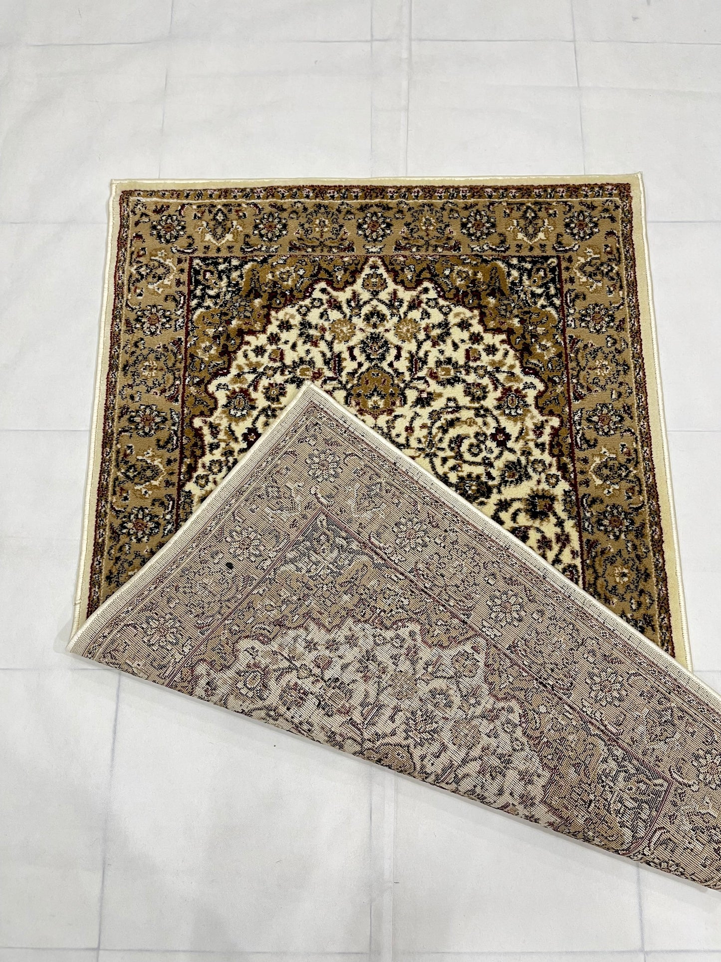 Persian Polypropylene Rug,Woven Back (Article-01-Off White) Size : 3 ft width x 5 ft length (100cm x 150 cm)