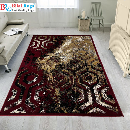 Modern  Polypropylene Rug,Back Woven(Article-6871-Red)