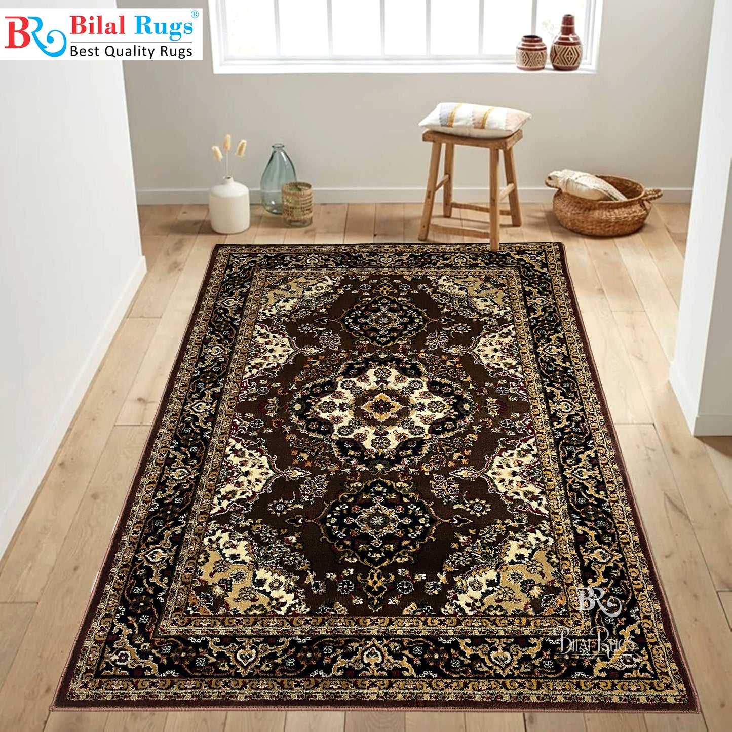 Persian Polypropylene Rug,back woven(Article-28-Brown)
Size : 5ft width  x 7.3ft length (150cm x 220cm)