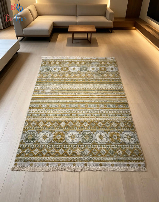 Turkish viscose Rug , Woven Back
Article-314-Yellow 
Size : 3 ft width x 5 ft length (100 cm x 150cm)