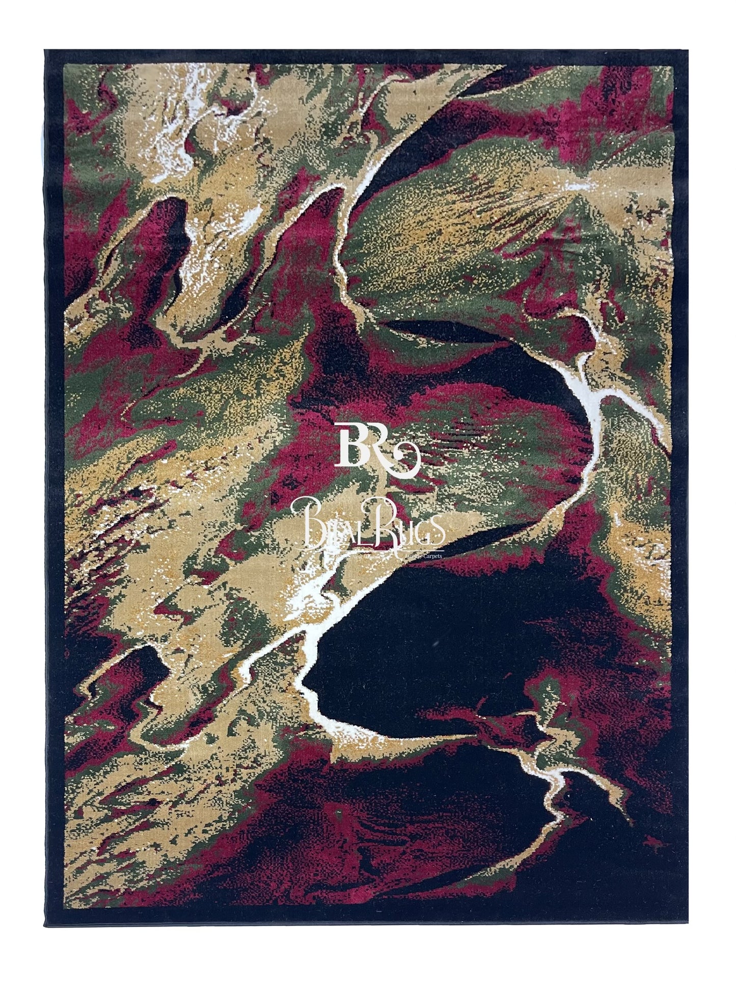 Modern polypropylene Rug,back woven(Article-370-Black , Multi )