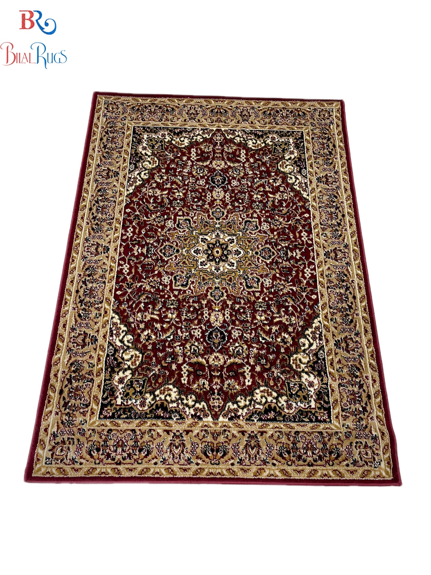 Persian Polypropylene Rug,Woven Back
(Article-20-Red)
Size : 4 ft width x 5.6 ft length (120 cm x 170 cm)