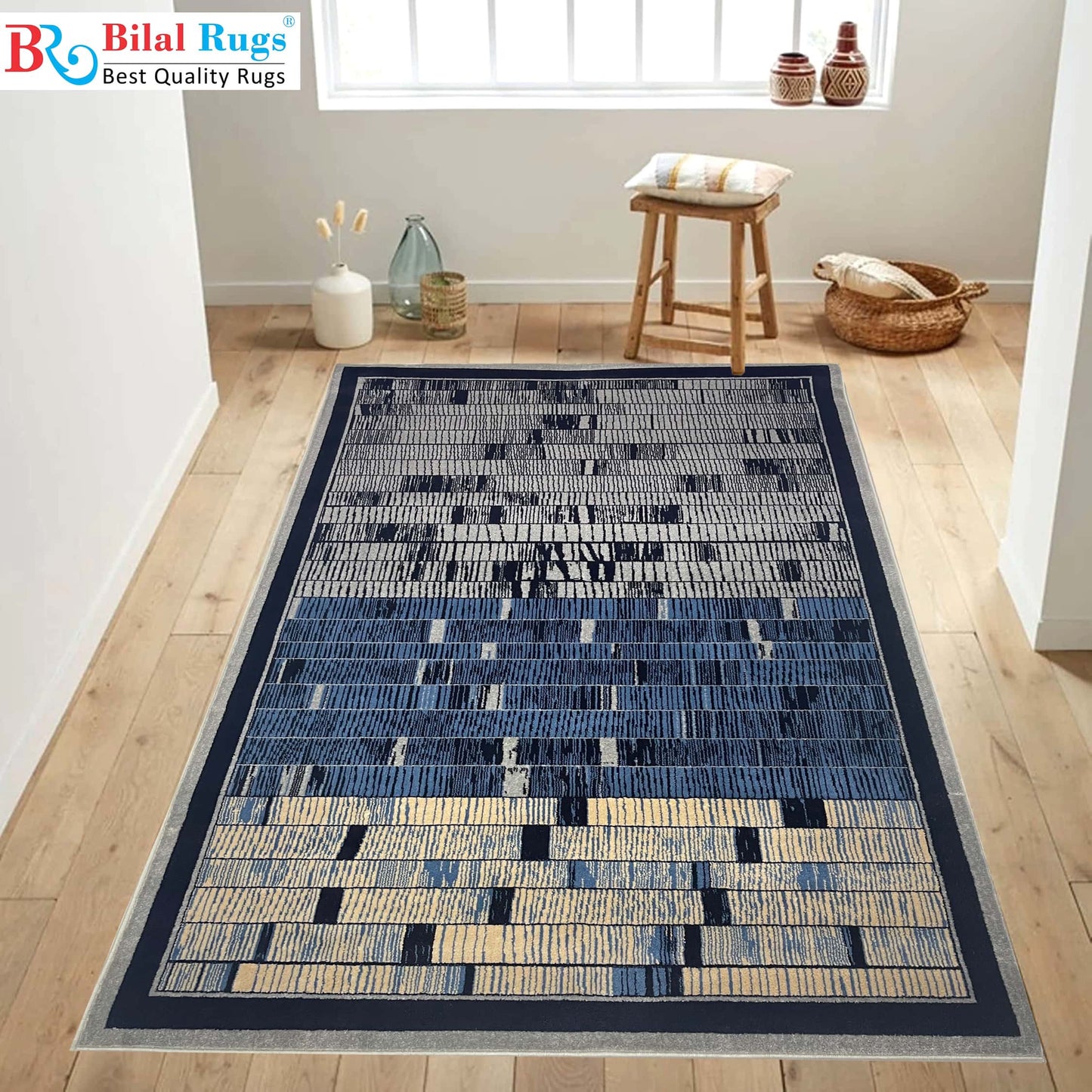 Modern polypropylene Rug,back woven(Article-6513-Grey)
Size : 5ft width  x 7.3ft length (150cm x 220cm)