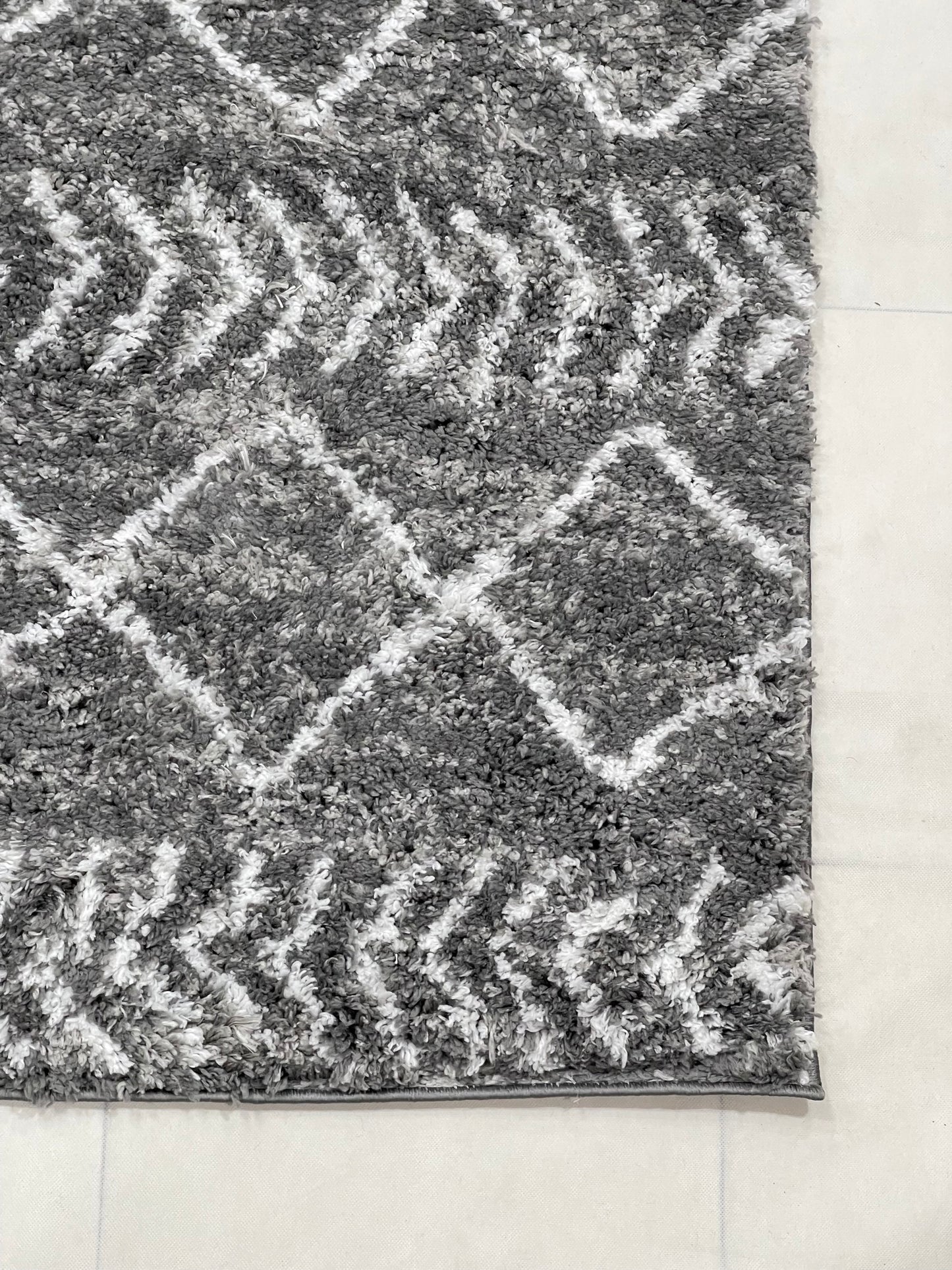 Turkish Shaggy Rug With Woven Back.  Size : 5 Ft Width x 7.3 Ft Length (160cm x 220cm) Article-11-Grey