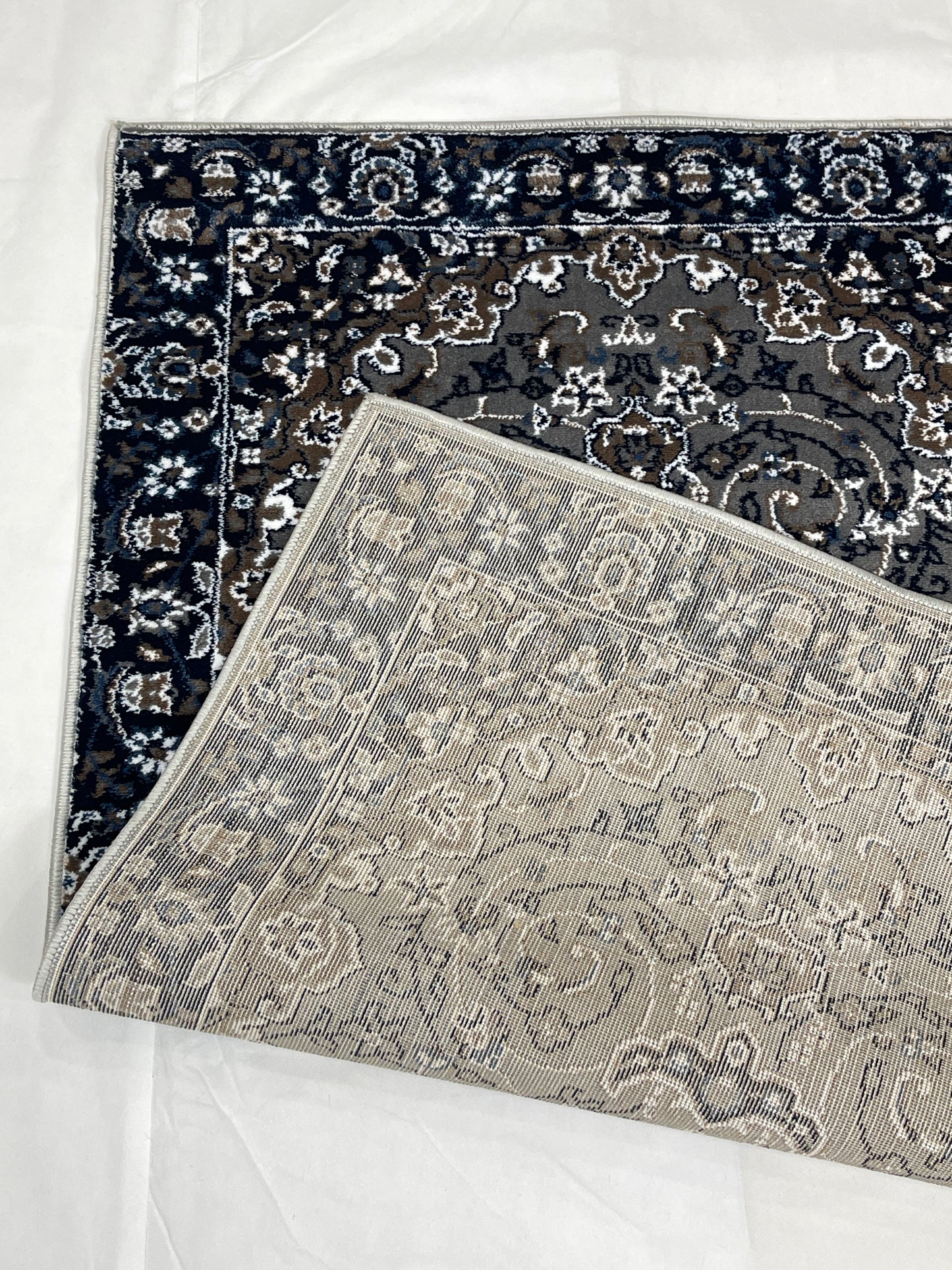 Persian Polypropylene Rug,Woven Back
(Article-19-Grey)
Size : 3 ft width x 5 ft length (100cm x 150 cm)