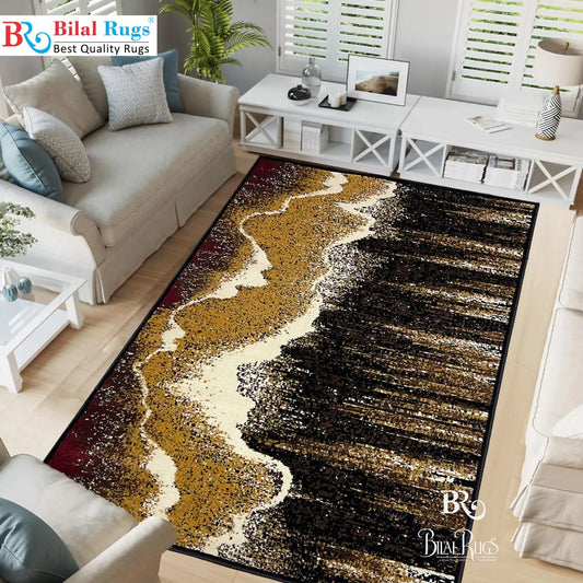Modern polypropylene Rug,back woven(Article-670-Black)
Size : 5ft width  x 7.3ft length (150cm x 220cm)