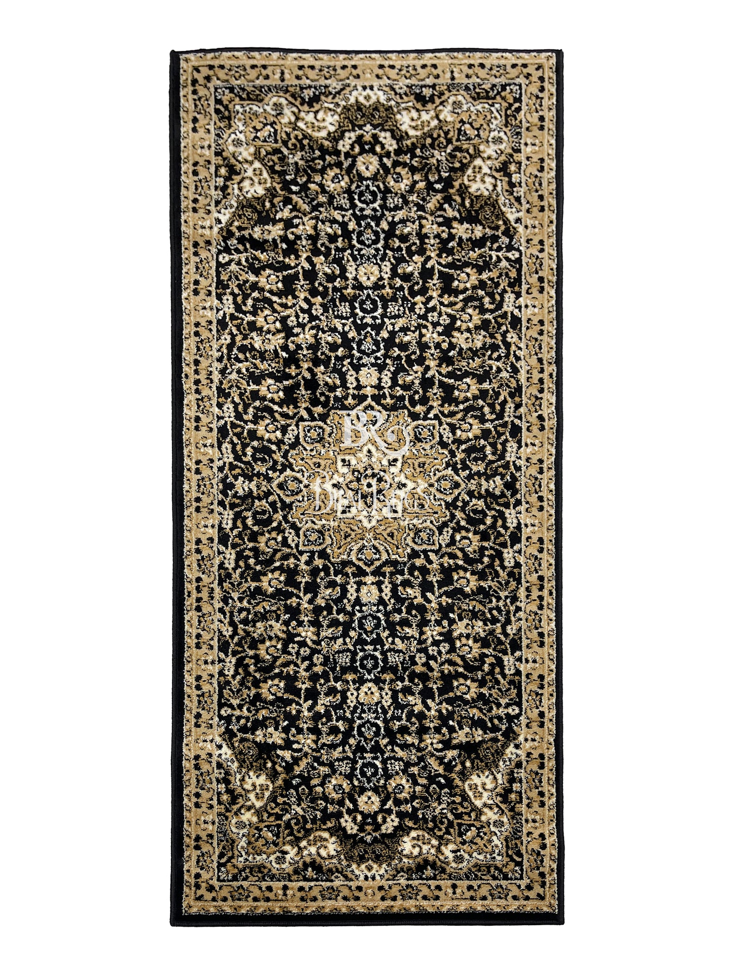 Black Persian Polypropylene Woven Rug.  Size : 2.6 ft width x 6.6 ft length  (80 cm x 200cm)