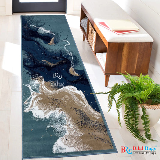 Feroze Modern Polypropylene Woven Rug.  Size : 2.6 ft width x 6.6 ft length  (80 cm x 200cm)