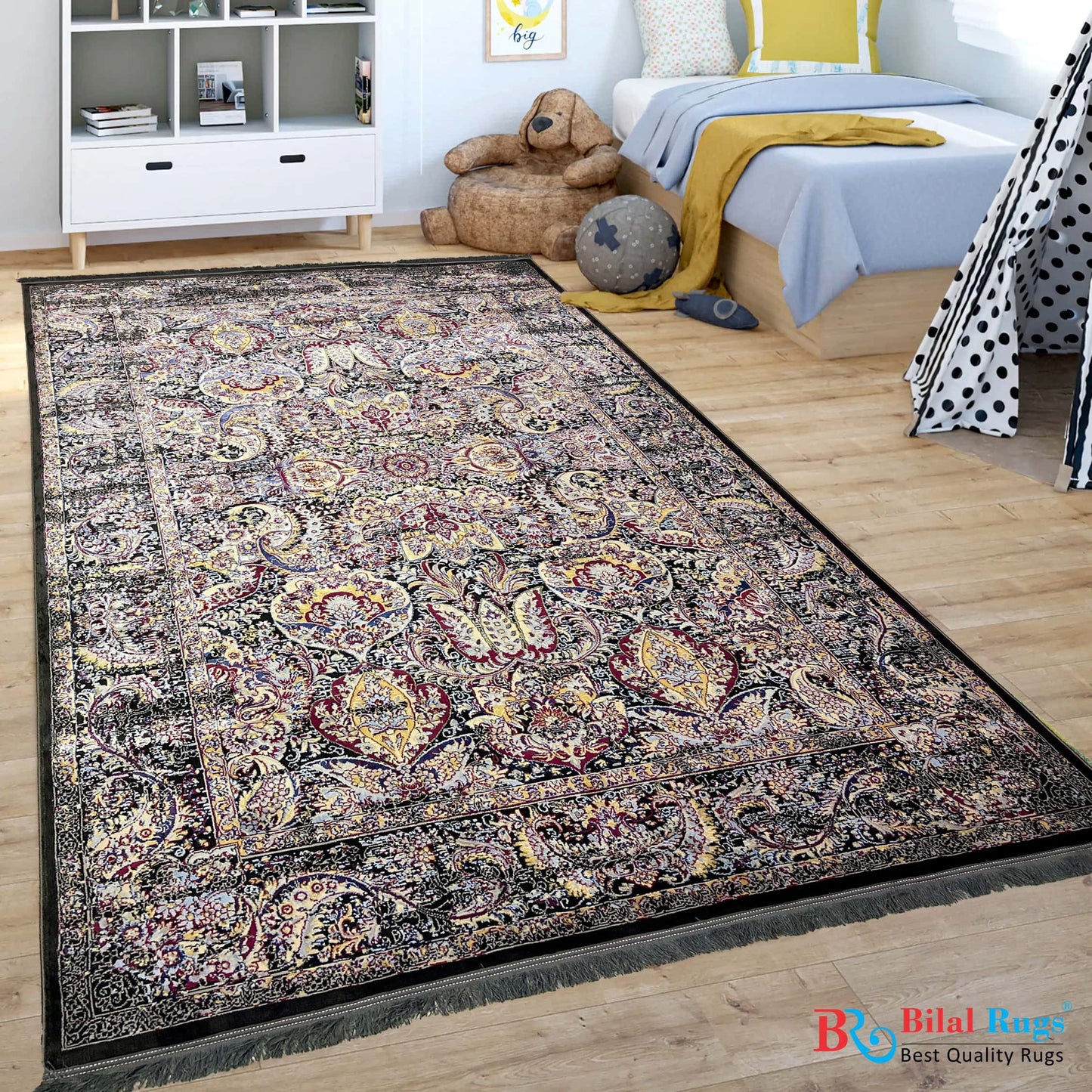 Irani Vintage Woven Rug.
 Article -2015-Grey,Purple
Size: 6.6 ft width x 9.6 ft length (200cm x 290cm)