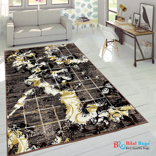 Polyester Silk Woven Rug.(Article-1557-Beige) Size : 4 ft width x 5.6 ft length