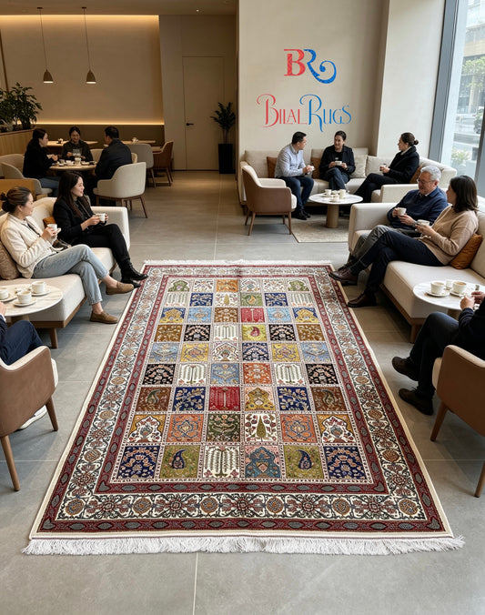 Premium Irani 1600 Reed Machine Made Rug - Off white & Multi with Cotton Back
Size : 5 ft width x 7.3 ft length (150cm x 225cm)