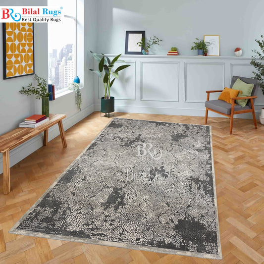 Irani Vintage Woven Rug.
 Article -2070-Grey , Off white
Size: 5 ft width x 7.3 ft length (150cm x 220cm)