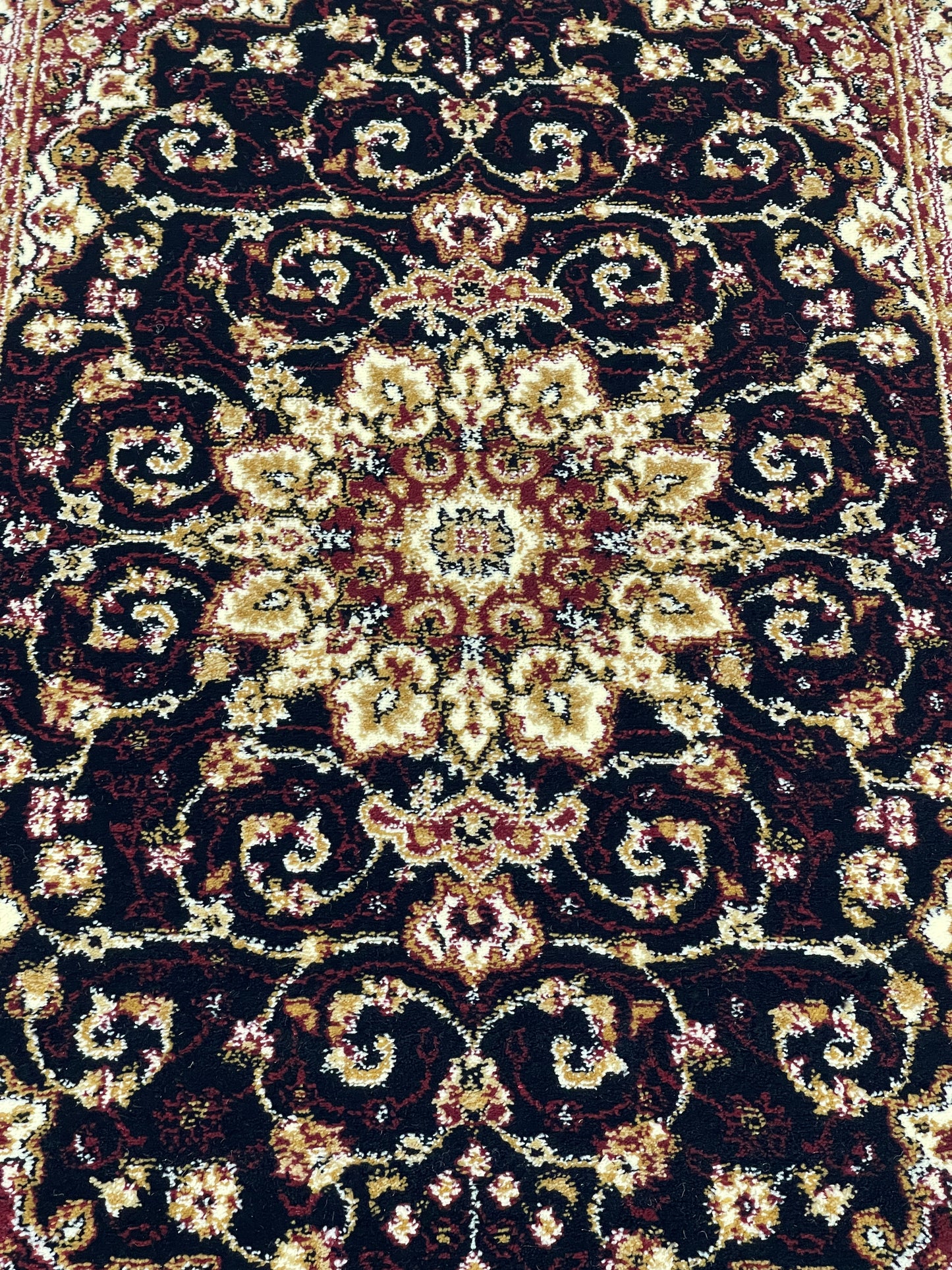Persian Polypropylene Rug,Woven Back (Article-19-Black) Size : 3 ft width x 5 ft length (100cm x 150 cm)
