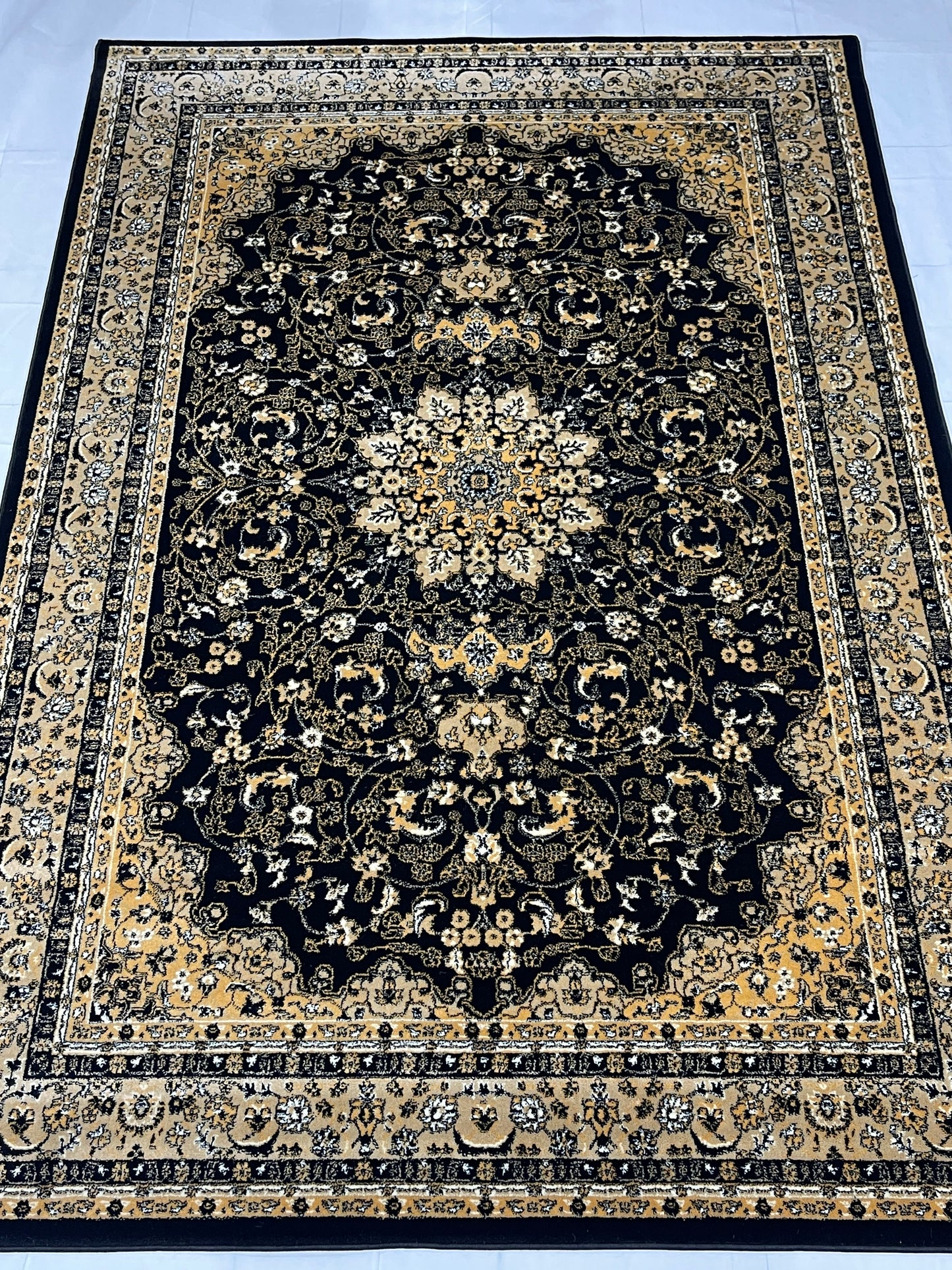 Persian polypropylene Rug,back woven(Article-19-Black)
Size : 6.6 ft width x 9.6 ft length (200cm x 290cm)
