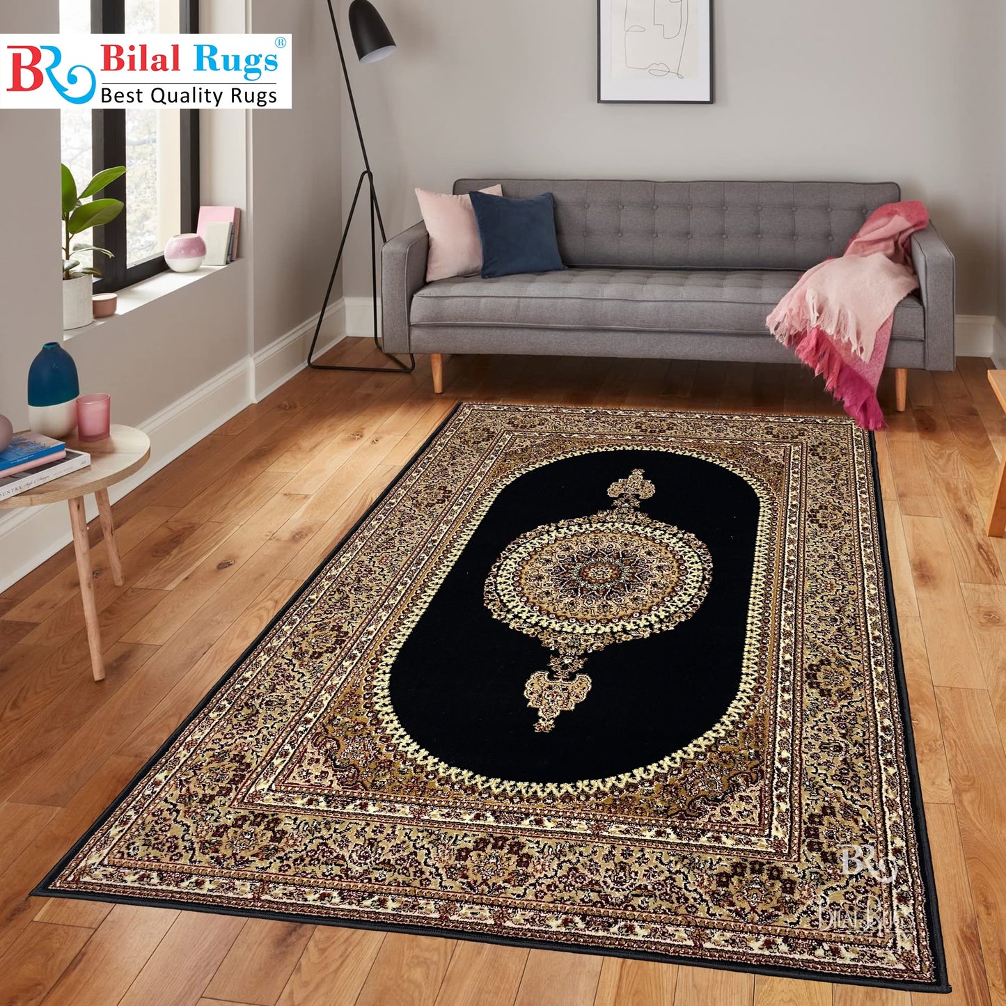 Persian Polypropylene Rug,back woven(Article-22-Black)