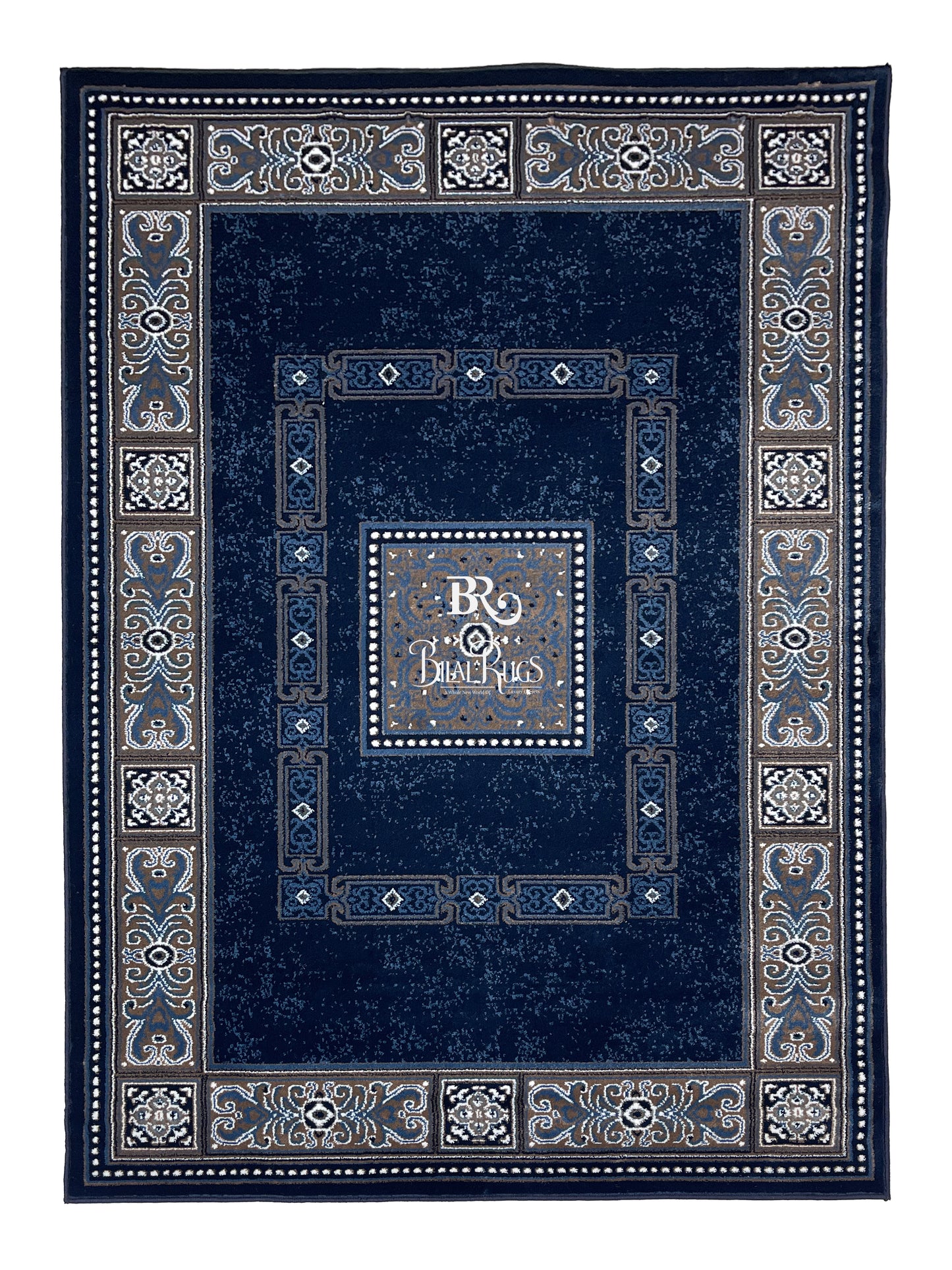 Persian polypropylene Rug,back woven(Article-868-Blue ) Size : 5ft width  x 7.3ft length (150cm x 220cm)
