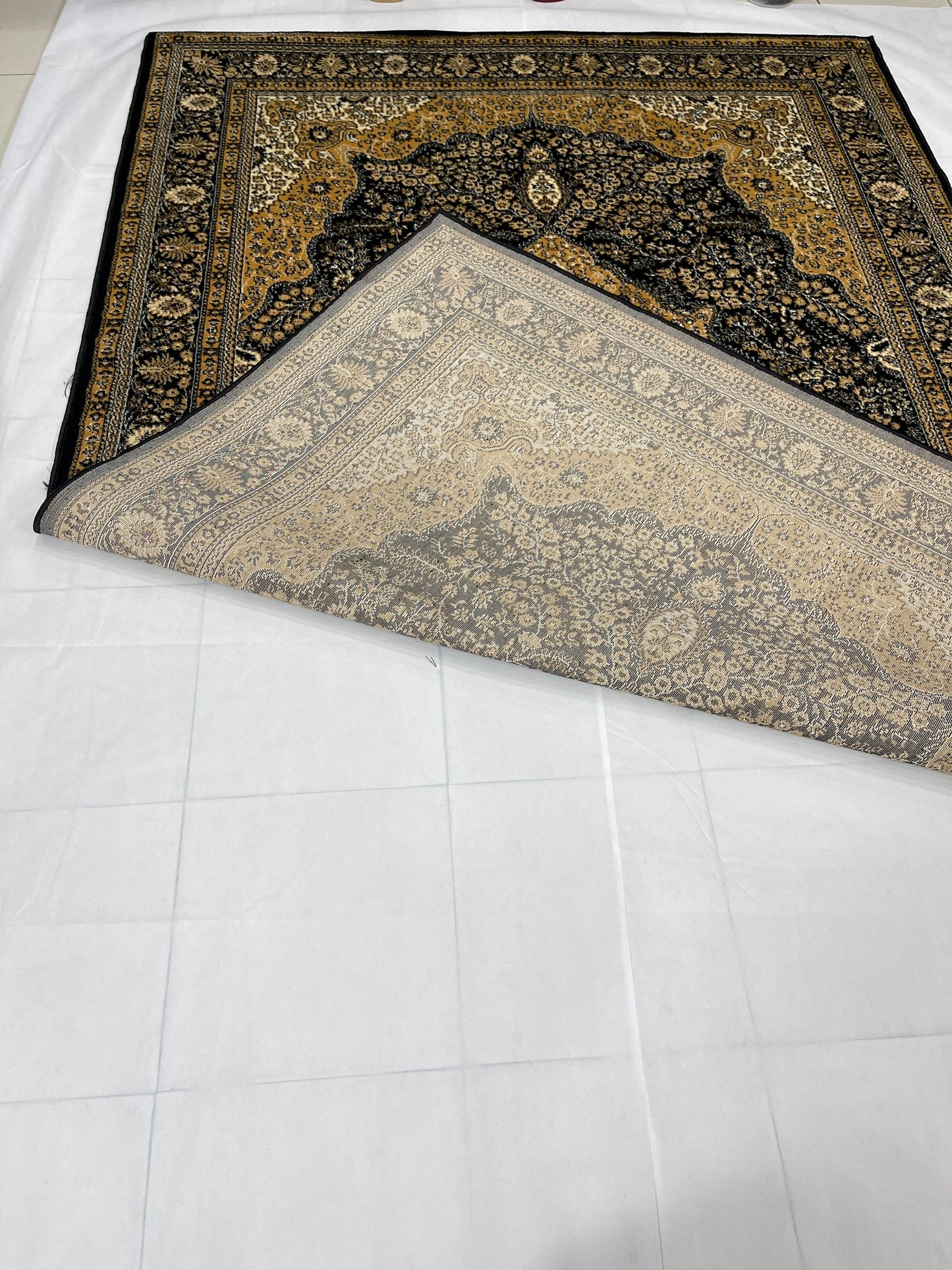Persian polypropylene Rug,back woven(Article-25-Black) Size : 6.6 ft width x 9.6 ft length (200cm x 290cm)