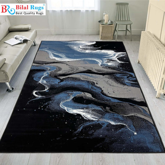 Modern polypropylene Rug,back woven(Article-1303-Black,grey,blue)
Size : 8.3 ft width x 11.6 ft length (250cm x 350 cm)