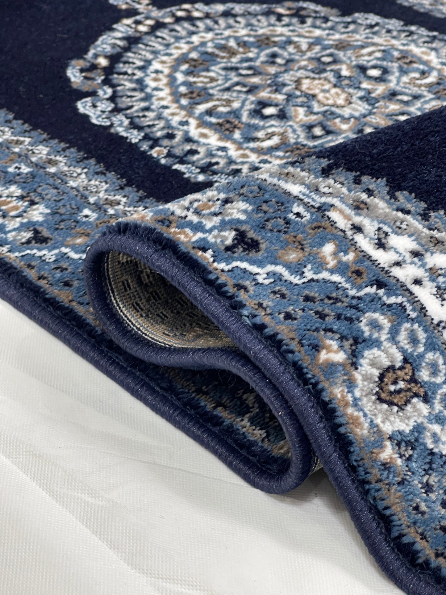 Dark Blue Persian Polypropylene Woven Runner.
 Size : 2.6 ft width x 6.3 ft length
 (80 cm x 200cm)
