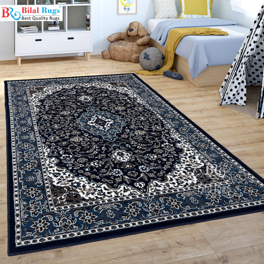 Persian polypropylene Rug,back woven(Article-01-Dark Blue)
Size : 5ft width  x 7.3ft length (150cm x 220cm)