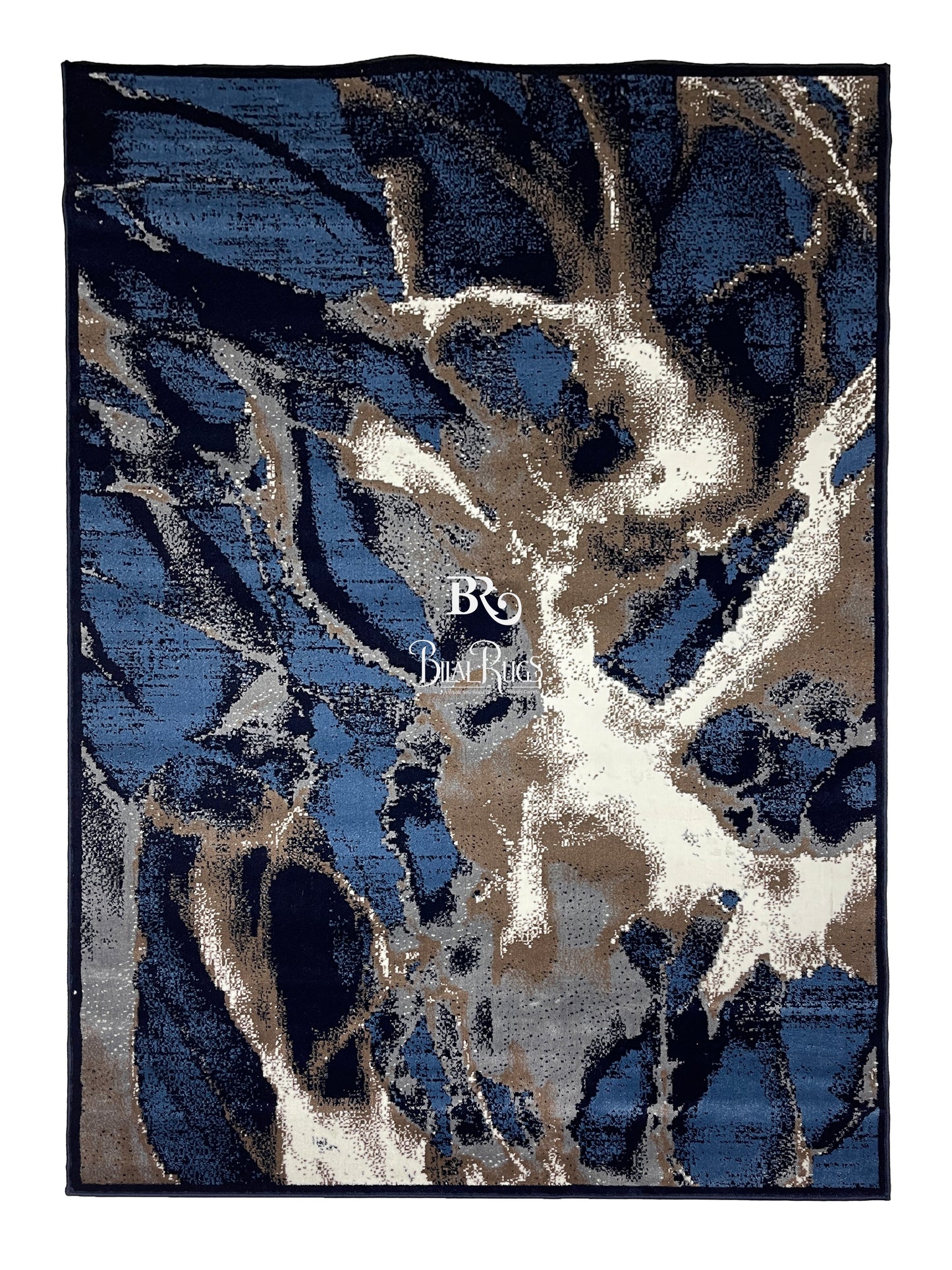 Modern Polypropylene Rug,back woven(Article-126-Dark Blue) Size : 6.6 ft width x 9.6 ft length (200cm x 290cm)