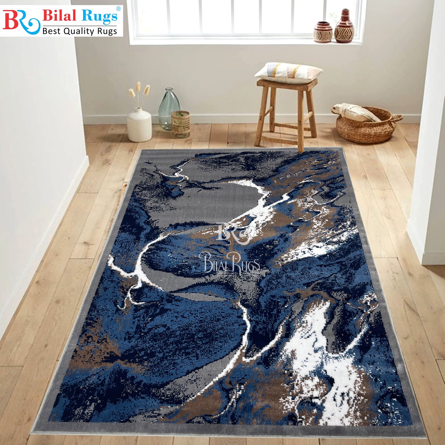 Modern polypropylene Rug,back woven(Article-304-Grey)
