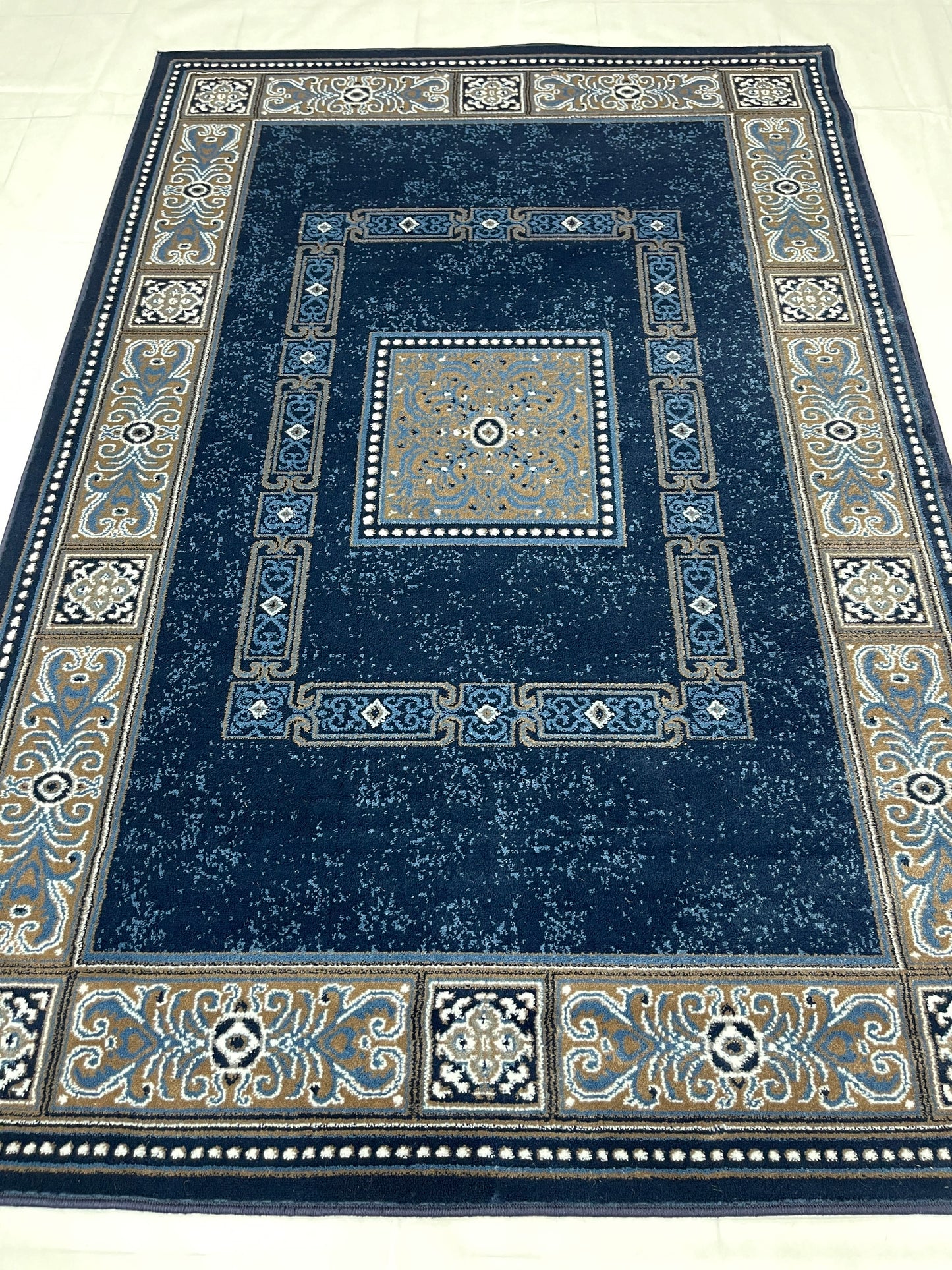 Persian polypropylene Rug,back woven(Article-868-Blue ) Size : 5ft width  x 7.3ft length (150cm x 220cm)