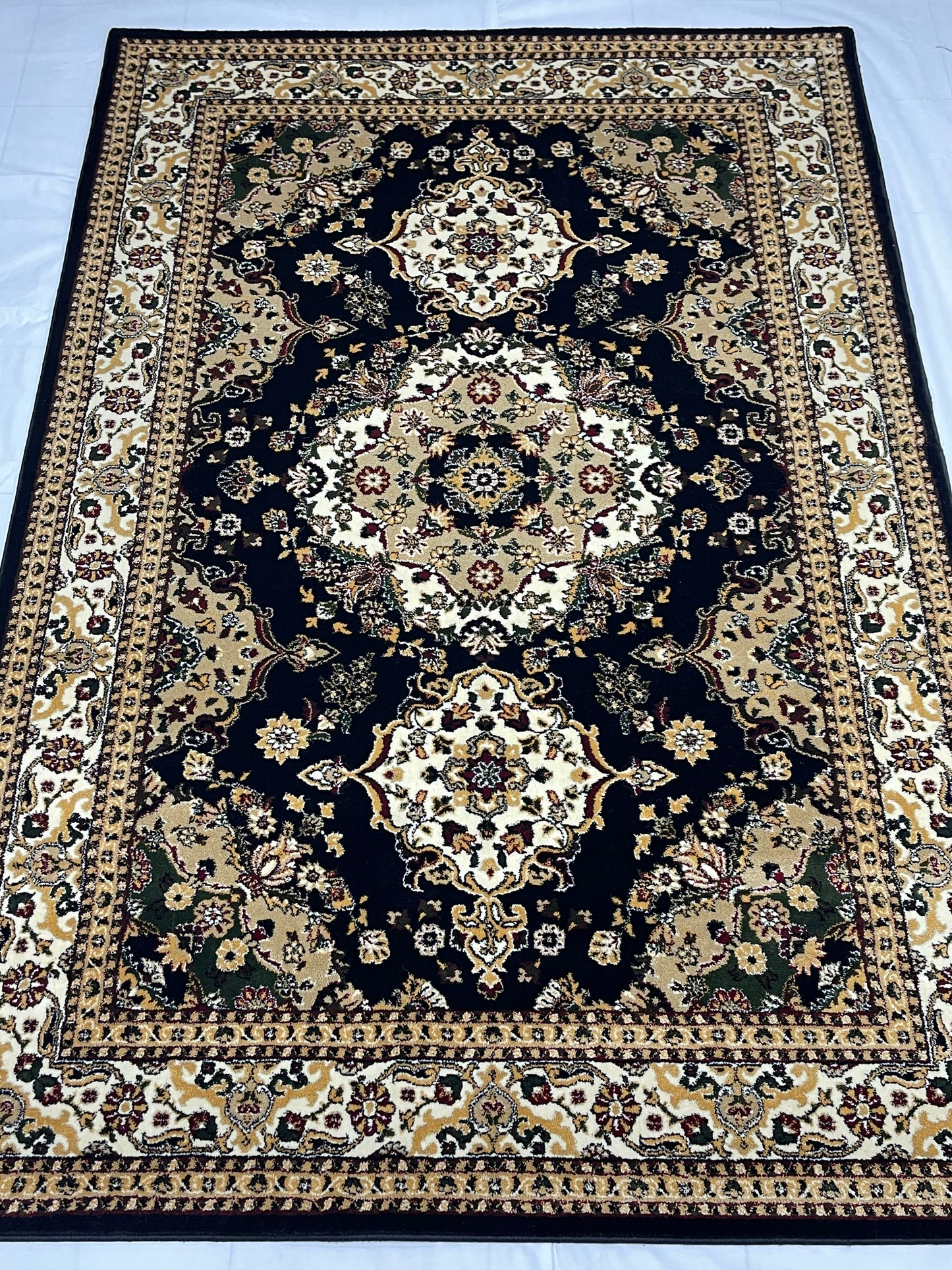 Persian polypropylene Rug,back woven(Article-28-Black)