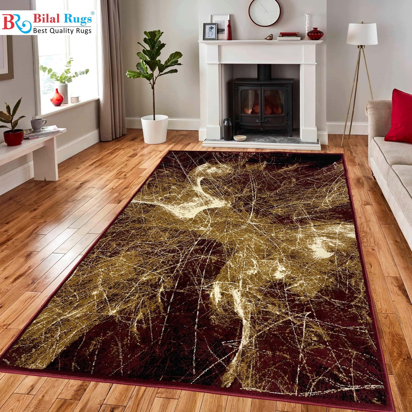 Modern  polypropylene Rug,back woven(Article-1736-Red)