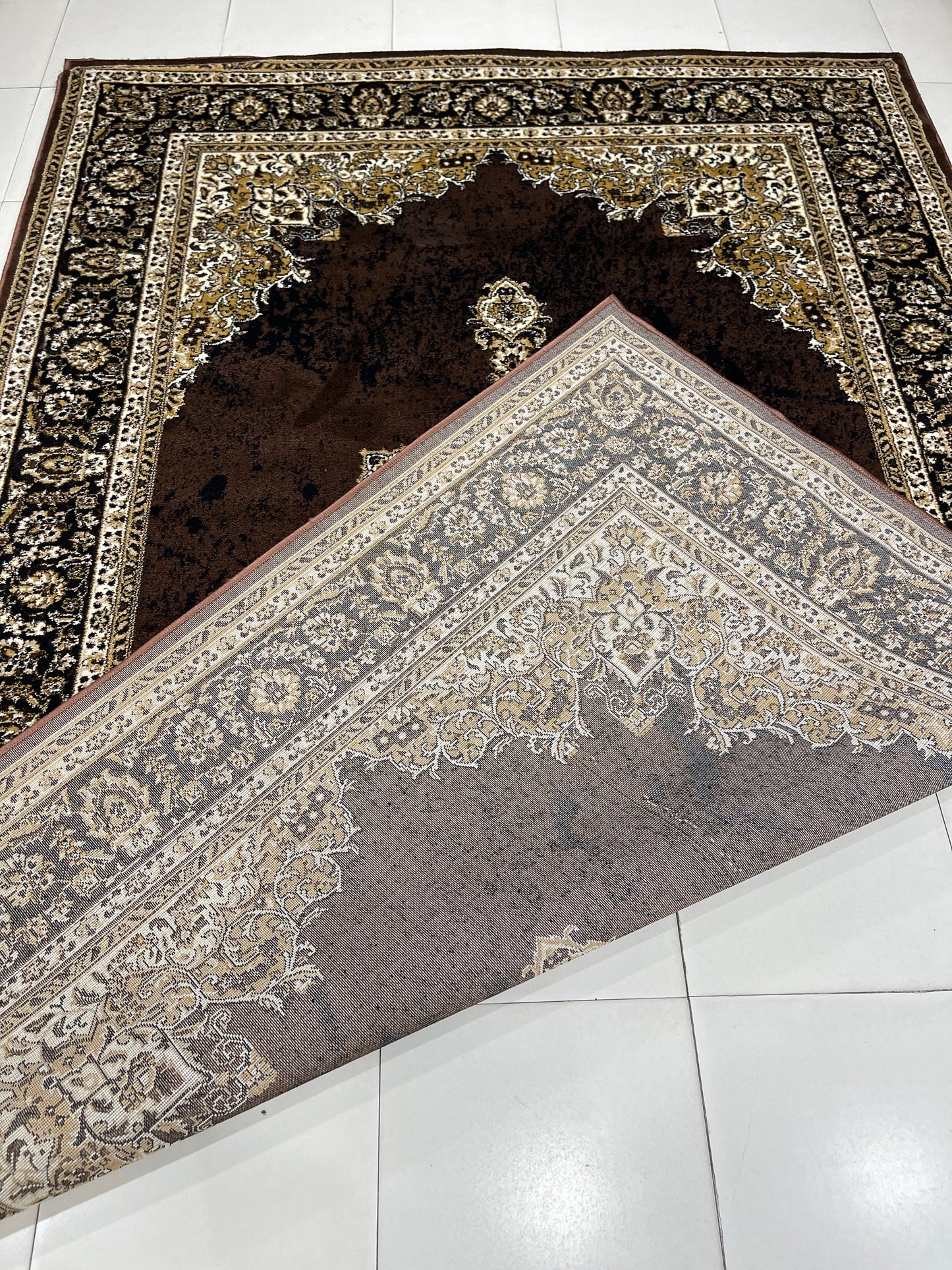 Persian polypropylene Rug,back woven(Article-42-Brown)