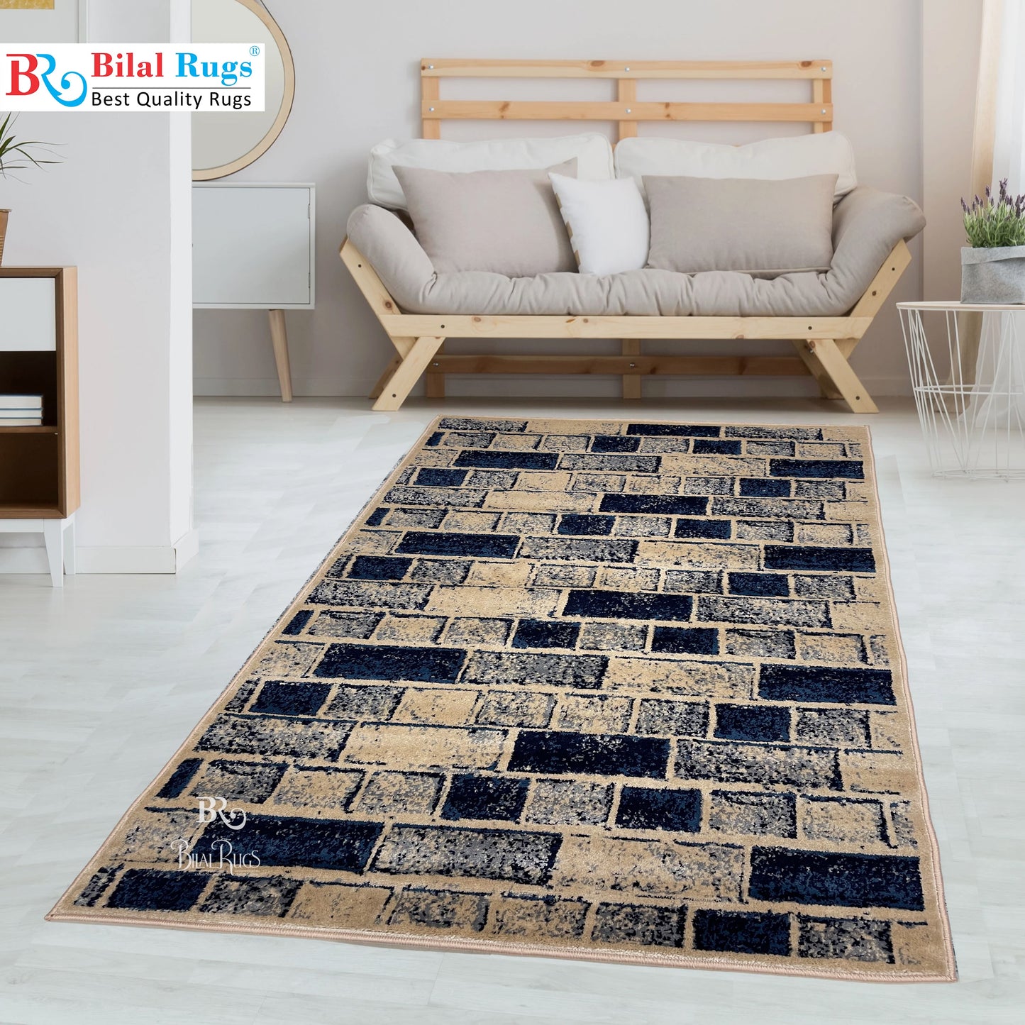 Modern Polypropylene Rug,back woven(Article-1443-Mink) Size : 4 ft width x 5.6 ft length (120 cm x 170 cm)