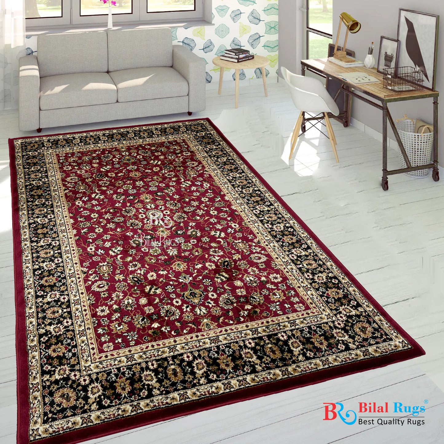 Persian polypropylene Rug,back woven(Article-140-Red)