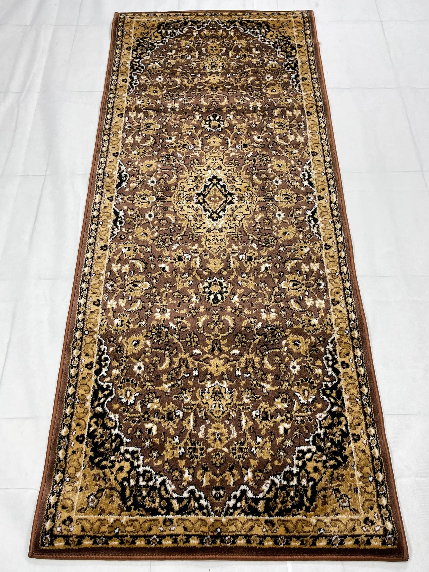 Brown Persian Polypropylene Woven Rug.
 Size : 2.6 ft width x 6.6 ft length
 (80 cm x 200cm)